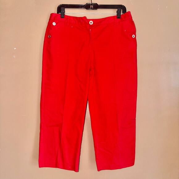 Zac & Rachel Women's Capri Red Flat Front Pants - Size 10 - Picture 3 of 7